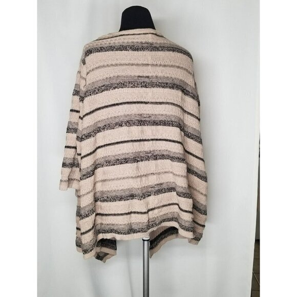 Catherines Size 2X Tan Black Striped Cascade 3/4 Sleeve‎ Open Front Cardigan - Picture 5 of 10